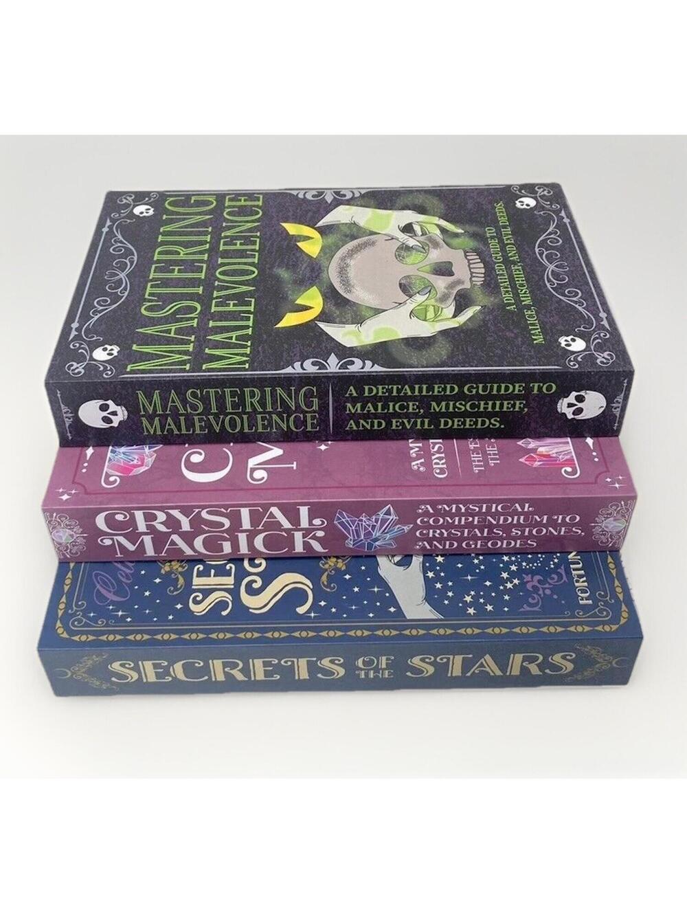 Halloween Spell Book, Tarot, Crystal Decor, Stacking Books, 3pc Brand New!